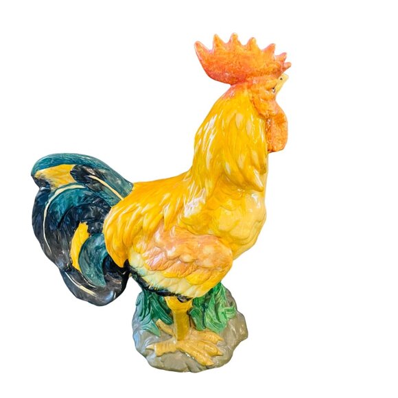 Hand-Painted Ceramic Rooster Figurine 13" x 9" - Picture 1 of 6